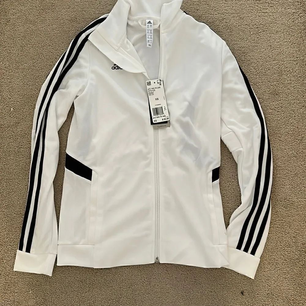 NWT Adidas white XS zip up jacket